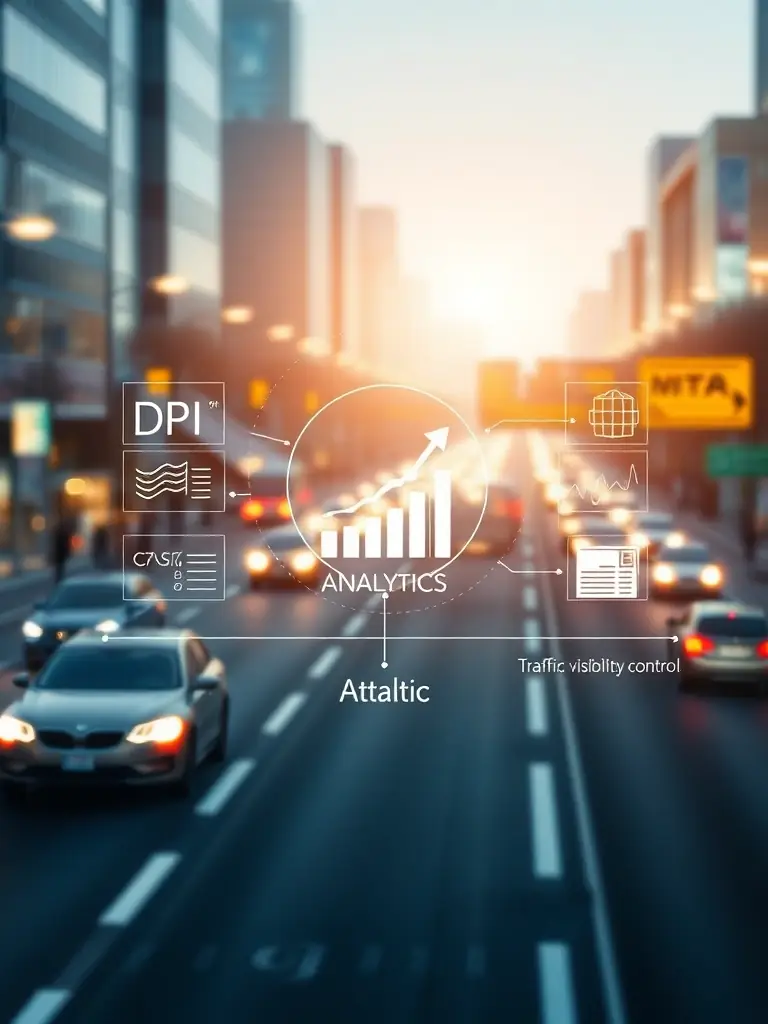 A composite image showcasing the integration of DPI, analytics, and traffic classification, illustrating a unified visibility and control solution.