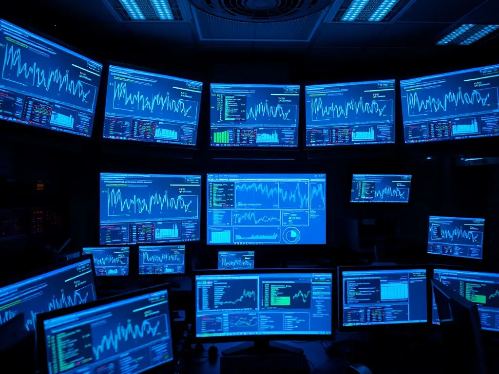 A network operations center (NOC) displaying real-time network traffic analysis and DPI data, showcasing Inteliqbo's visibility and control capabilities.
